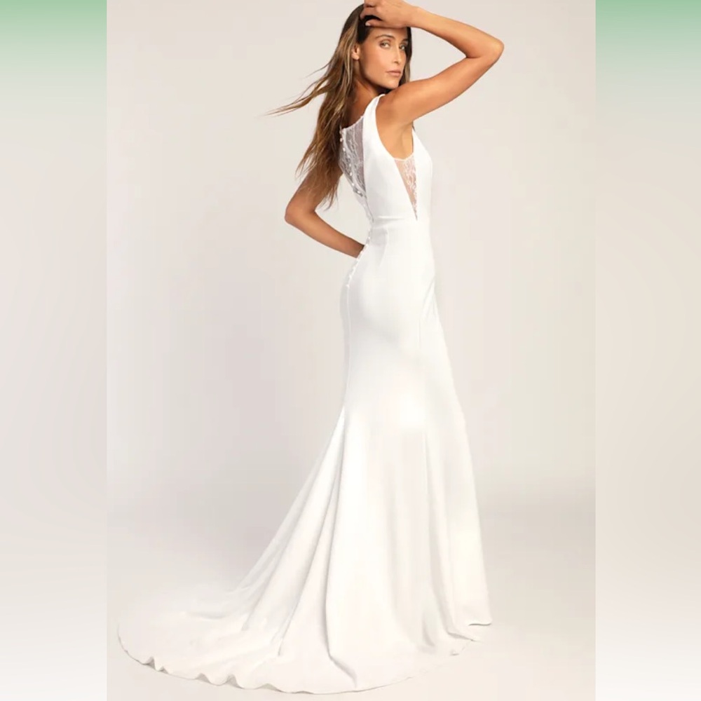 NWT Lulus Long-Lasting Love Ivory Lace V-Neck Mermaid Dress